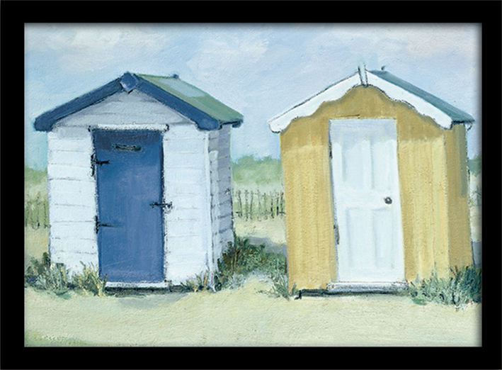 Jane Hewlett (Two Beach Huts) Framed 30 x 40cm Print