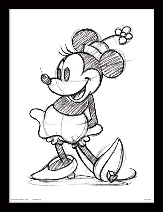 Minnie Mouse (Sketched - Single) Framed 30 x 40cm Prints