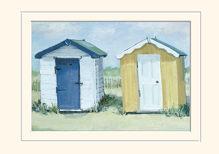 Jane Hewlett (Two Beach Huts) Mounted 30 x 40cm Print