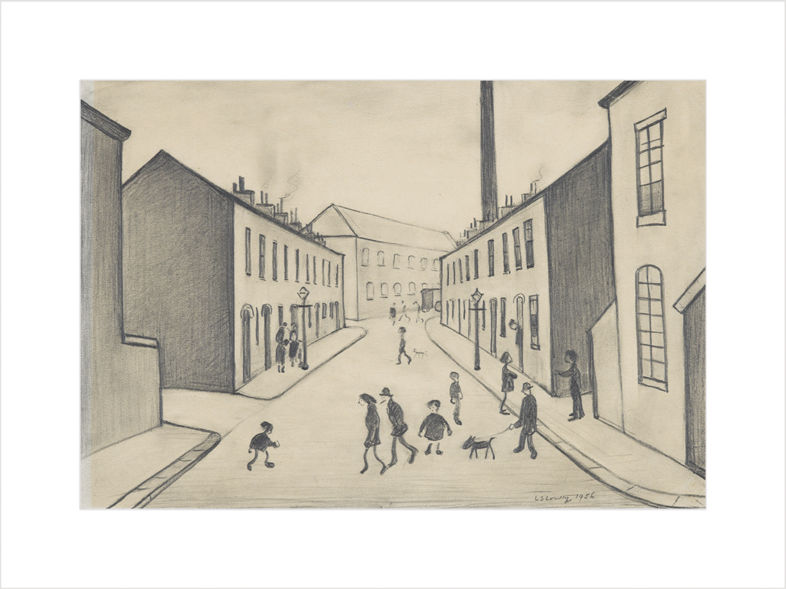 L.S. Lowry (North James Henry Street, Salford, 1956) Mounted Print
