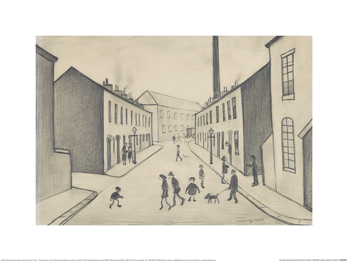 L.S. Lowry (North James Henry Street, Salford, 1956) Art Print