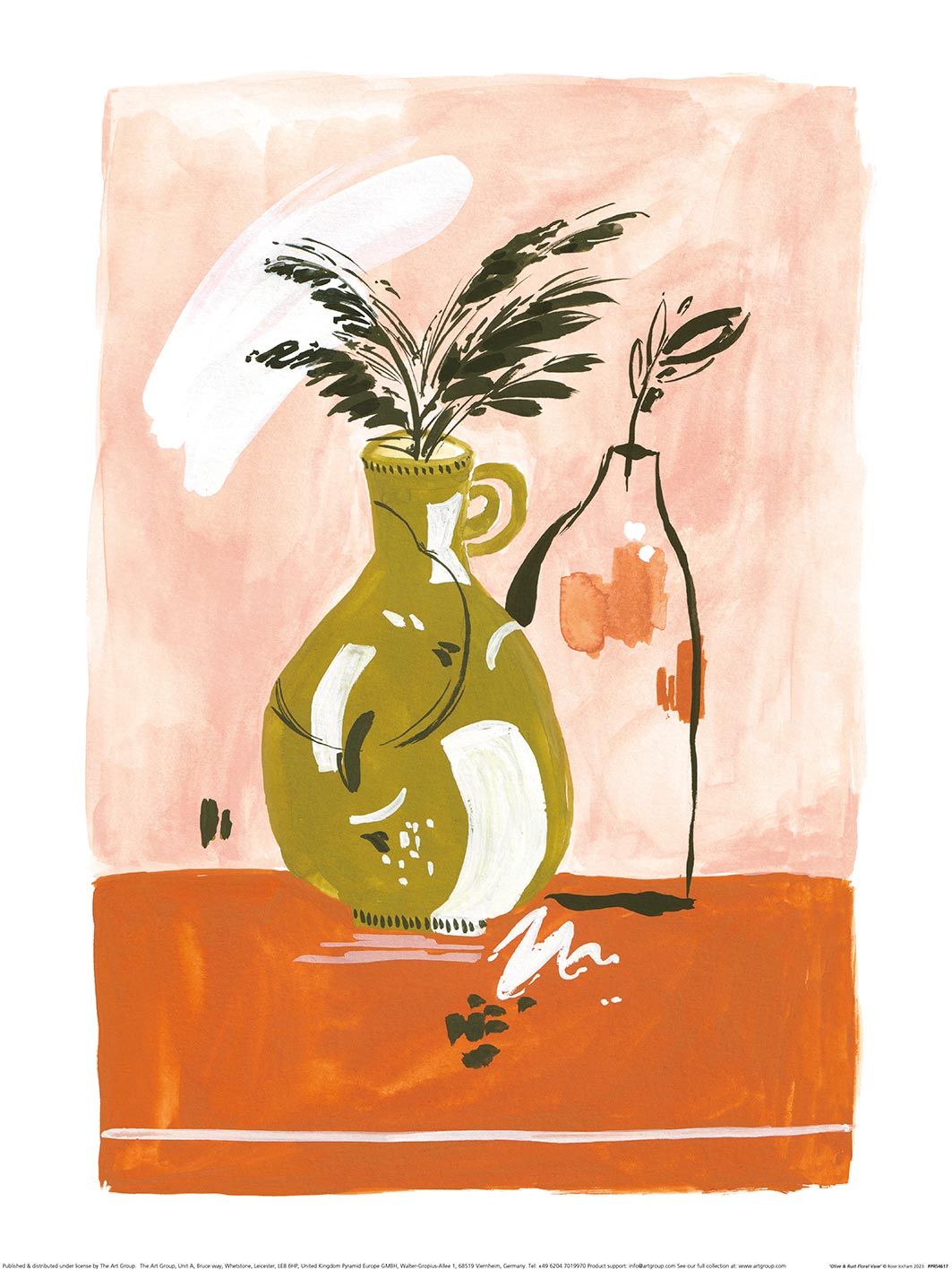 Rose Jocham (Olive & Rust Floral Vase) Art Prints