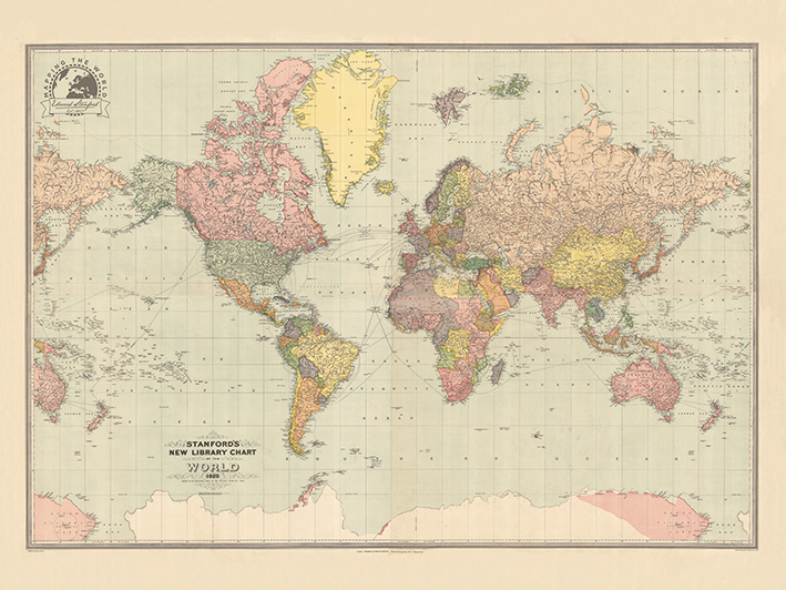 Stanfords New Library Chart of the World (1920) Canvas Print