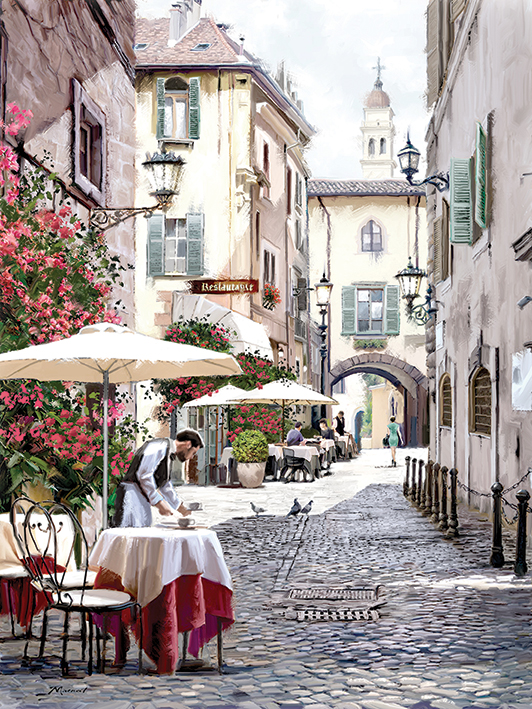 Richard Macneil (Cobbled Street) Canvas Print