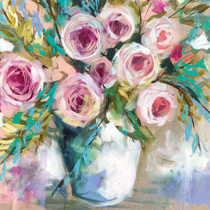 Amanda Brooks (Lemon Scented Gum & Bush Roses) Canvas Prints
