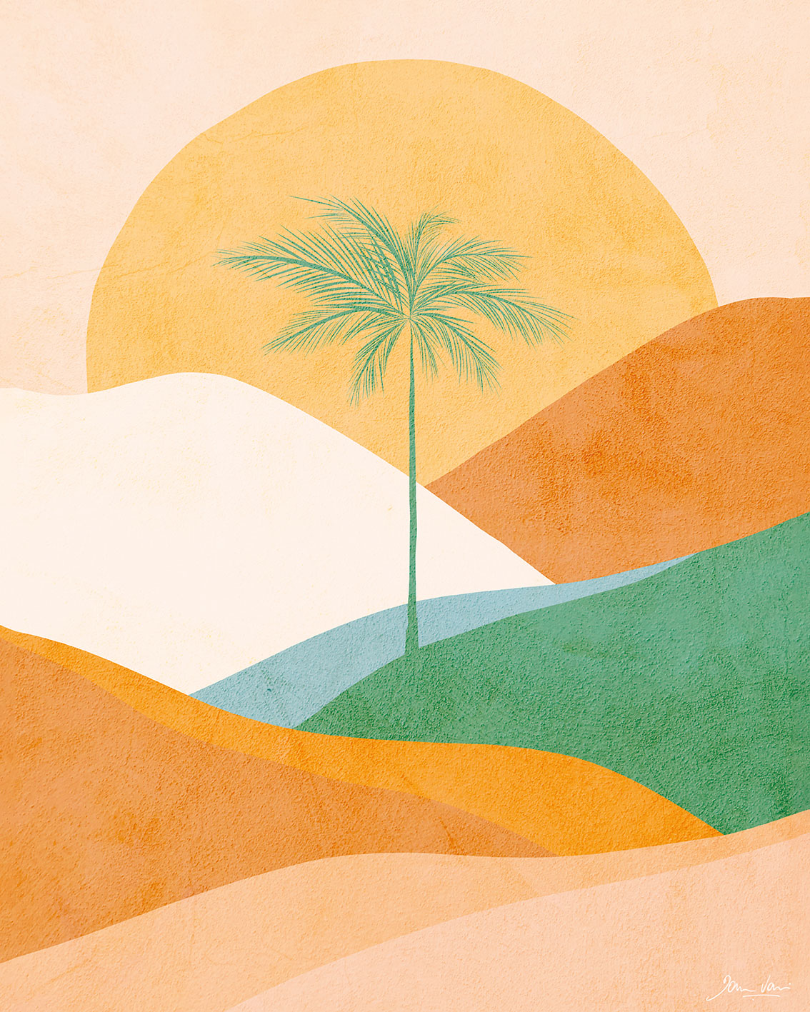 Dominique Vari (Palm Tree Landscape) Canvas Prints