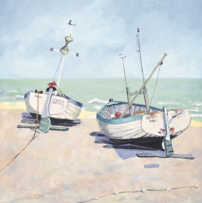 Jane Hewlett (Two Moored Boats) Canvas Print